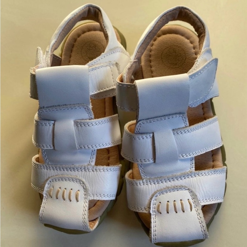 Kids White Leather  Sandals